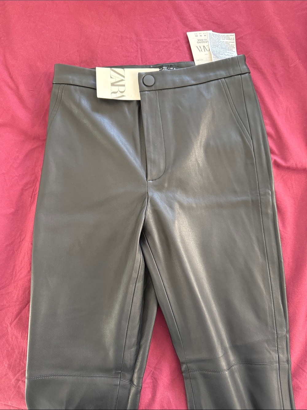 ZARA Black Faux-Leather women's skinny pant